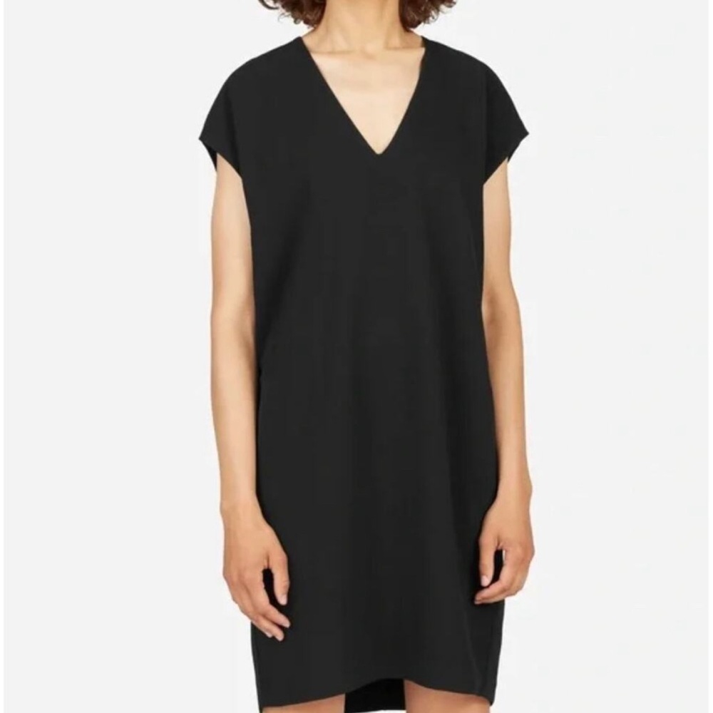 Everlane V-Neck Cocoon Dress Black Size 14 EUC